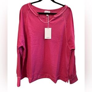 ANDREE BY UNIT Fuchsia Waffle Knit Sweatshirt